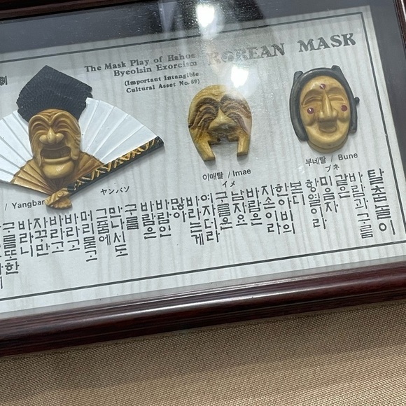 Korean Mask . The Mask play of Hahoe Byeolsin Exorcism 5 Mask in a shadow Box - Picture 5 of 6